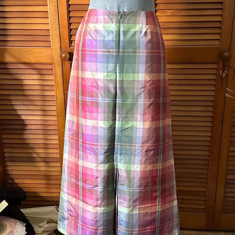 Talbots Kids Silk Maxi Multicolor Plaid A-Line Skirt